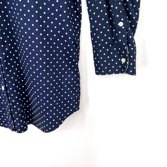 Ralph Lauren Chaps Womens Sz Small Non Iron Navy Blue Paisley Blouse Shirt Top - Picture 5 of 7